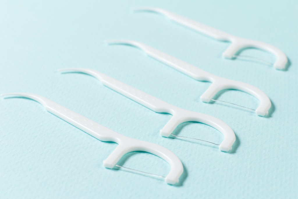Dental floss picks used for daily gum care